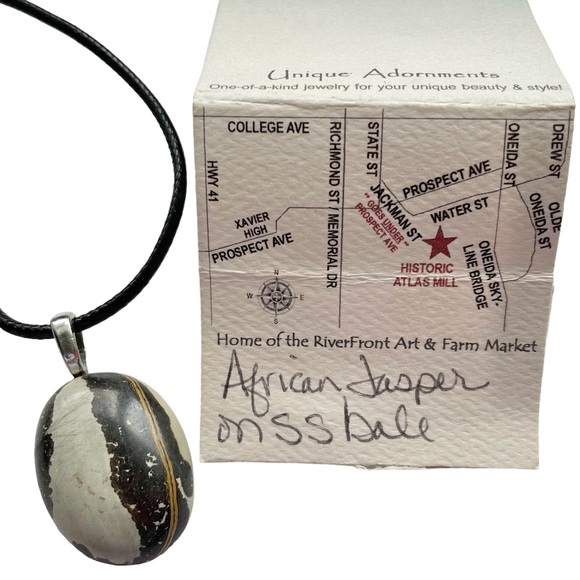 NEW African Jasper Pendant Choker Necklace - Picture 2 of 8